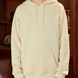 Men's Casual Solid Basic Hooded Sweatshirt Streetwear For Winter Fall, As Gifts