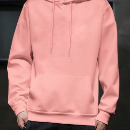 Men's Casual Solid Basic Hooded Sweatshirt Streetwear For Winter Fall, As Gifts