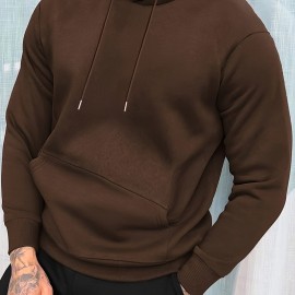 Men's Casual Solid Basic Hooded Sweatshirt Streetwear For Winter Fall, As Gifts