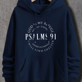 PSALMS 91 Graphic Hoodie for Men - Comfy Loose Fit with Kangaroo Pocket - Trendy Hooded Pullover for Autumn/Winter