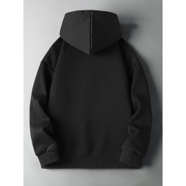 Men's Color Matching Hoodie With Chest Pockets, Casual Breathable Long Sleeve Comfy Hooded Sweatshirt For Outdoor