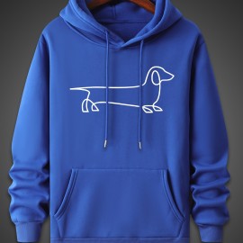 Men's Dog Sketch Pattern Hoodie - Trendy, Comfy, Breathable Sweatshirt for Outdoor Activities