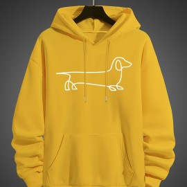 Men's Dog Sketch Pattern Hoodie - Trendy, Comfy, Breathable Sweatshirt for Outdoor Activities