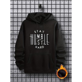 Stay Humble & Hustle Men's Graphic Print Hoodie - Casual Pullover Sweatshirt for Winter Fall - Streetwear Gift