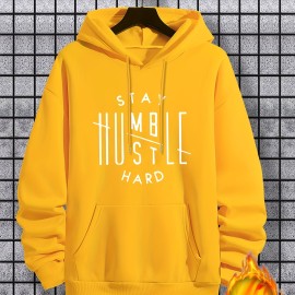 Stay Humble & Hustle Men's Graphic Print Hoodie - Casual Pullover Sweatshirt for Winter Fall - Streetwear Gift