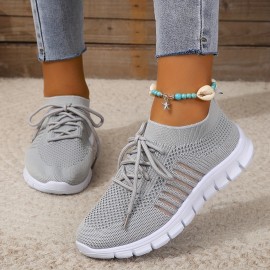 Women's Breathable Lightweight Knitted Running Sneakers - Casual Outdoor Gym Jogging Trainers