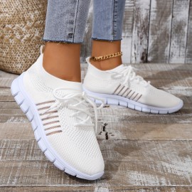 Women's Breathable Lightweight Knitted Running Sneakers - Casual Outdoor Gym Jogging Trainers