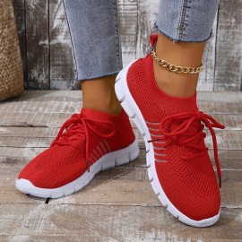 Women's Breathable Lightweight Knitted Running Sneakers - Casual Outdoor Gym Jogging Trainers