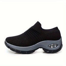 Women's Casual Sports Socks Sneakers with Thick Sole Air Cushion and Elevated Sloping Heel