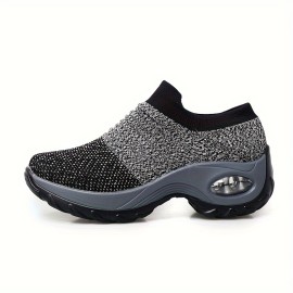 Women's Casual Sports Socks Sneakers with Thick Sole Air Cushion and Elevated Sloping Heel