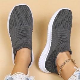 Women's Casual Sneakers, Breathable Flying Woven Slip-on Running Shoes, Walking Shoes