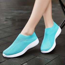 Women's Knitted Sock Shoes - Lightweight Breathable Slip On Sneakers for Walking, Running, and Gym