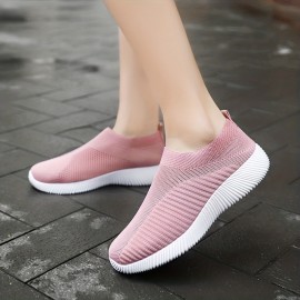 Women's Knitted Sock Shoes - Lightweight Breathable Slip On Sneakers for Walking, Running, and Gym