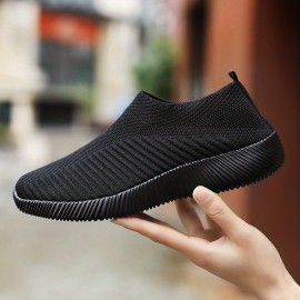 Women's Knitted Sock Shoes - Lightweight Breathable Slip On Sneakers for Walking, Running, and Gym