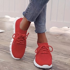 Women's Lightweight Knitted Low Top Running Shoes - Casual Outdoor Gym Sneakers