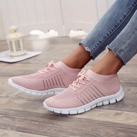 Women's Lightweight Knitted Low Top Running Shoes - Casual Outdoor Gym Sneakers