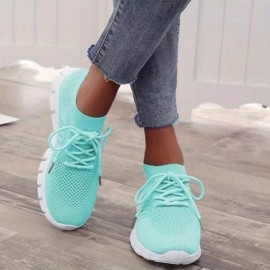 Women's Lightweight Knitted Low Top Running Shoes - Casual Outdoor Gym Sneakers