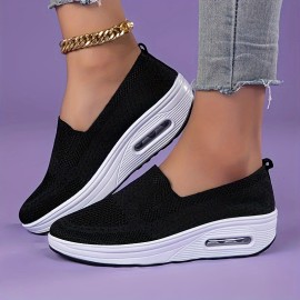 Women's Platform Sock Shoes with Air Cushion Slip On - Comfortable Low Top Walking Shoes