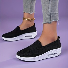 Women's Platform Sock Shoes with Air Cushion Slip On - Comfortable Low Top Walking Shoes