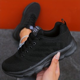 Women's Breathable Knit Sneakers - Lightweight Casual Lace Up Outdoor Sport Shoes