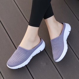 Women's Breathable Knit Mule Sneakers - Lightweight and Comfortable Slip On Outdoor Shoes