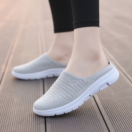 Women's Breathable Knit Mule Sneakers - Lightweight and Comfortable Slip On Outdoor Shoes