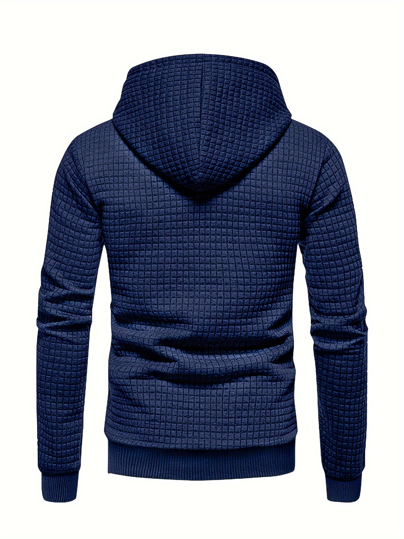 waffle pattern solid hoodie cool hoodies for men mens casual pullover hooded sweatshirt with kangaroo pocket streetwear for winter fall as gifts details 16