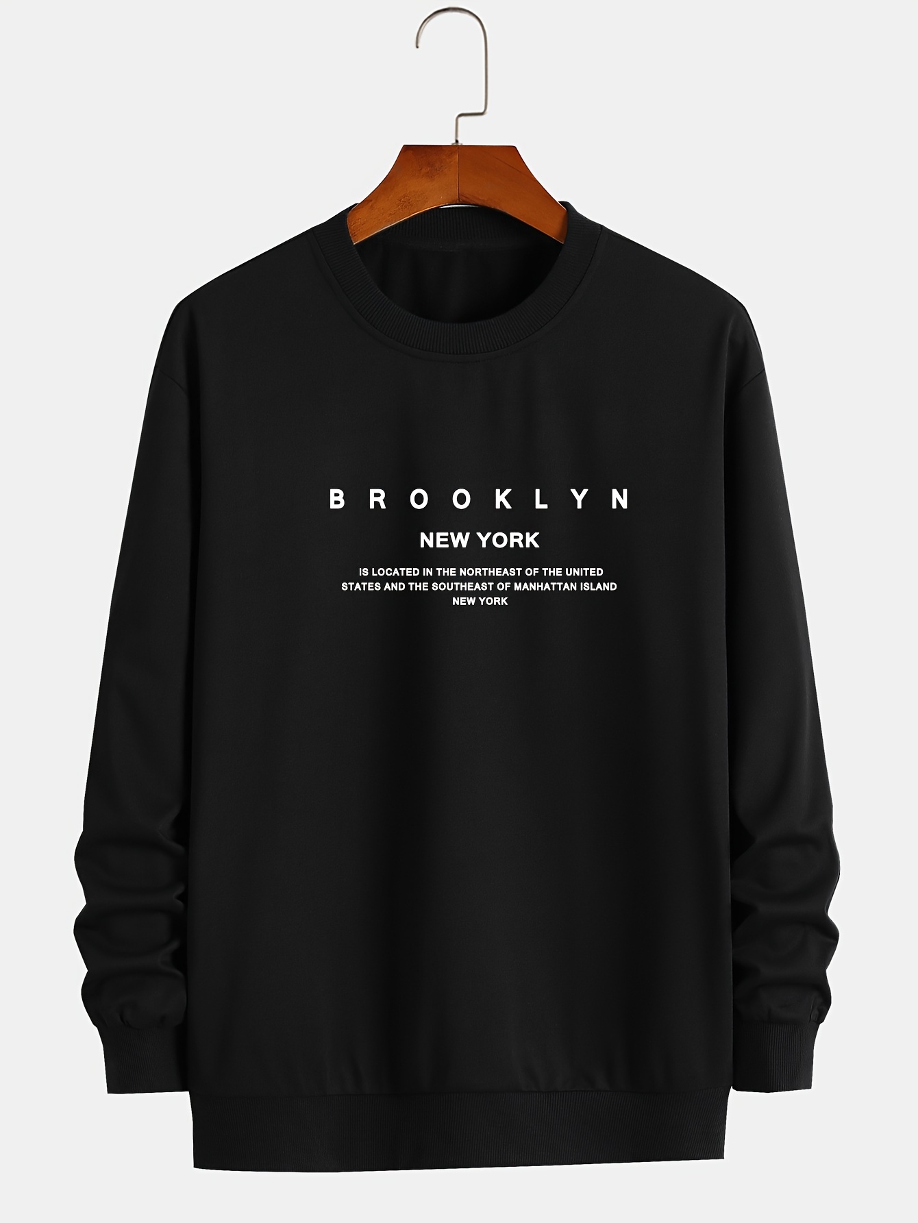 brooklyn new york print fashionable mens casual long sleeve crew neck pullover sweatshirt suitable for outdoor sports for autumn spring can be paired with hip hop necklace as gifts details 7