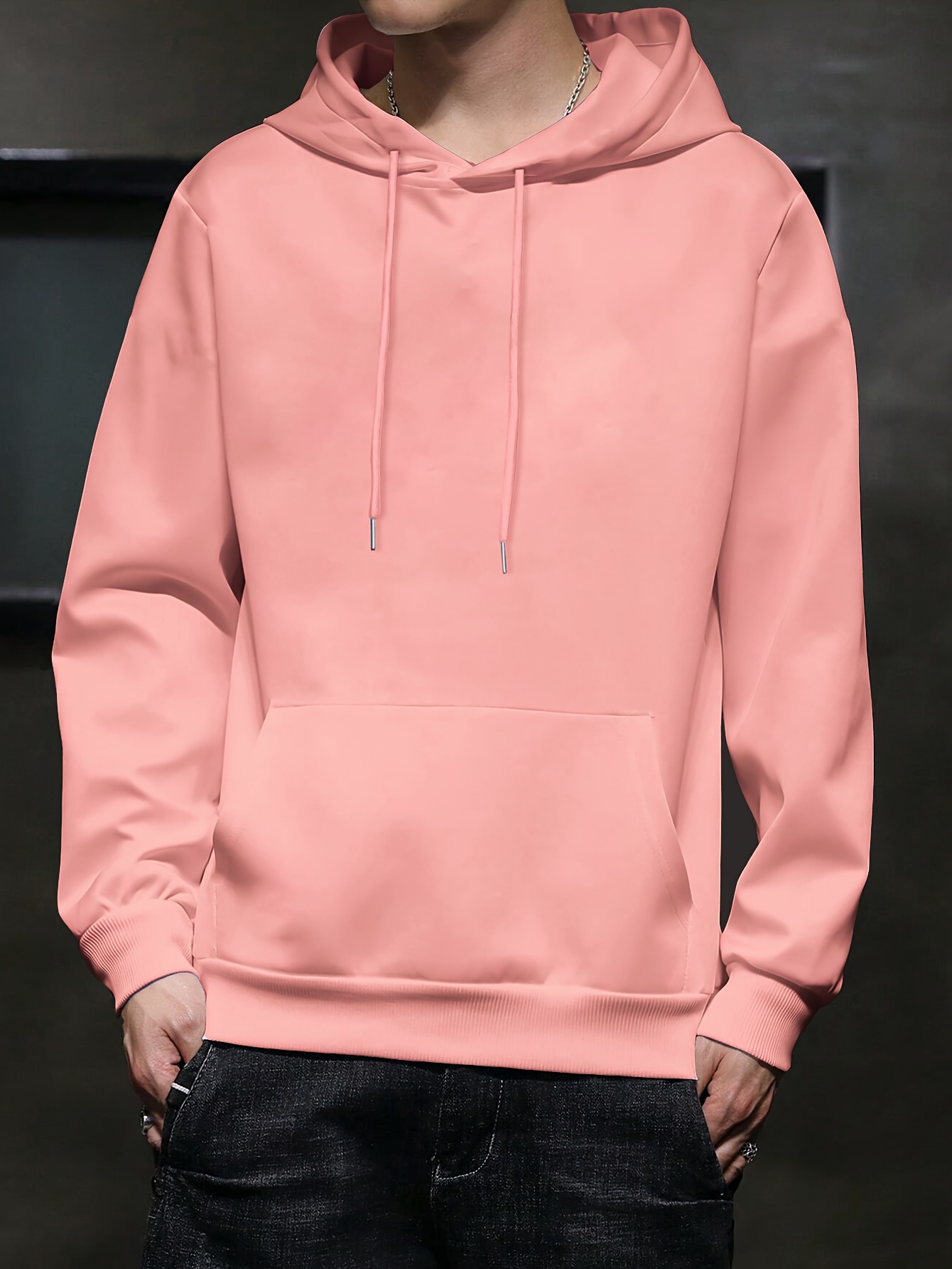 mens casual solid basic hooded sweatshirt streetwear for winter fall as gifts details 5