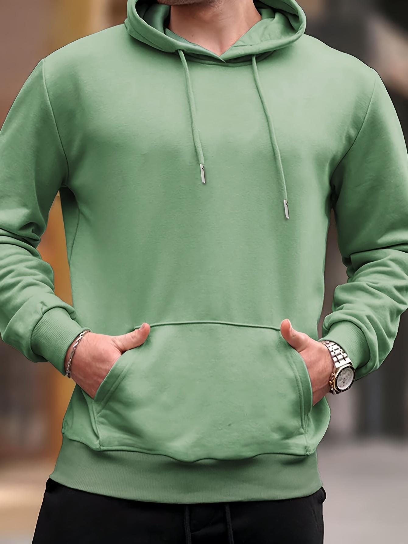 mens casual solid basic hooded sweatshirt streetwear for winter fall as gifts details 15