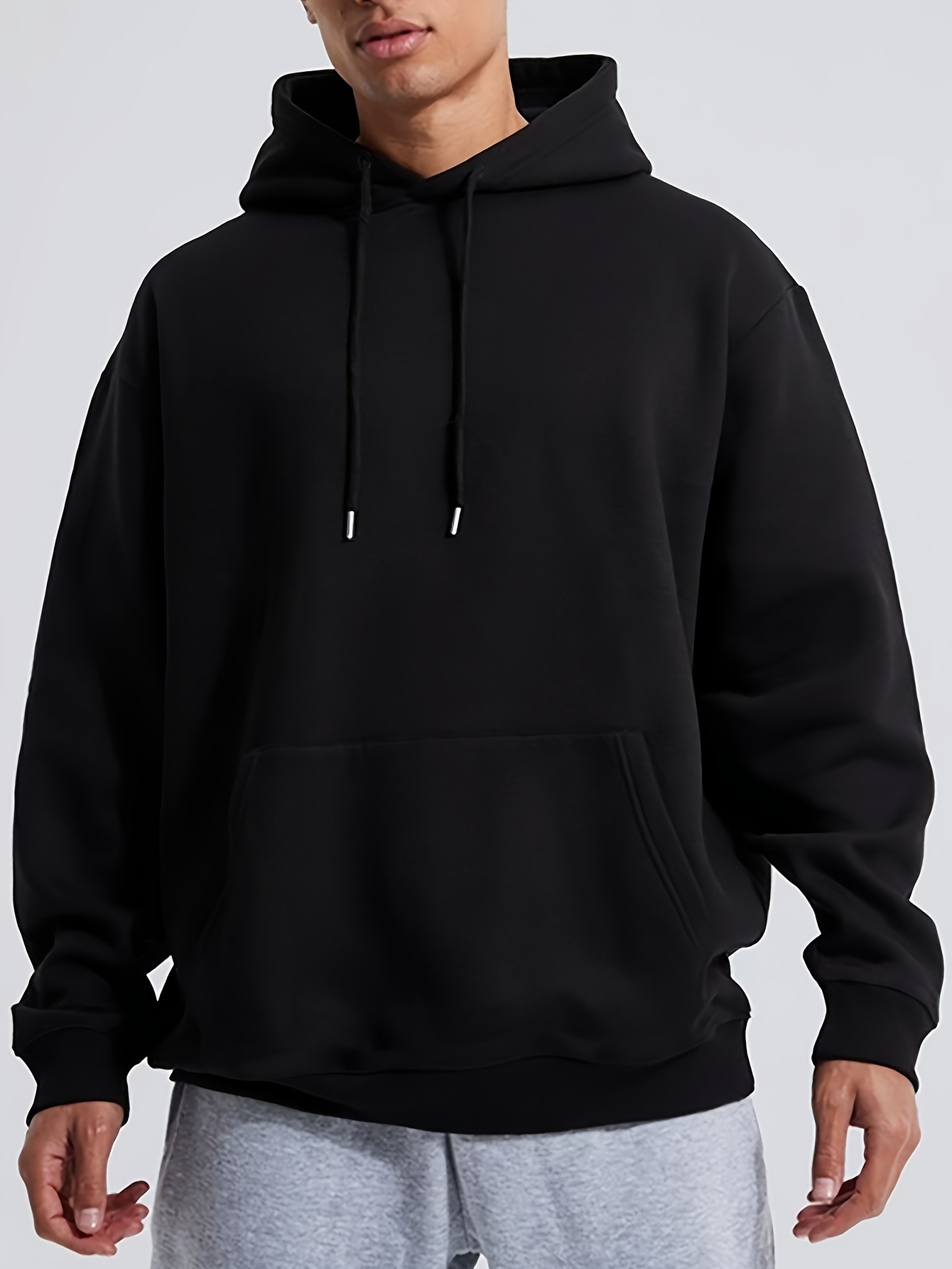 mens casual solid basic hooded sweatshirt streetwear for winter fall as gifts details 51