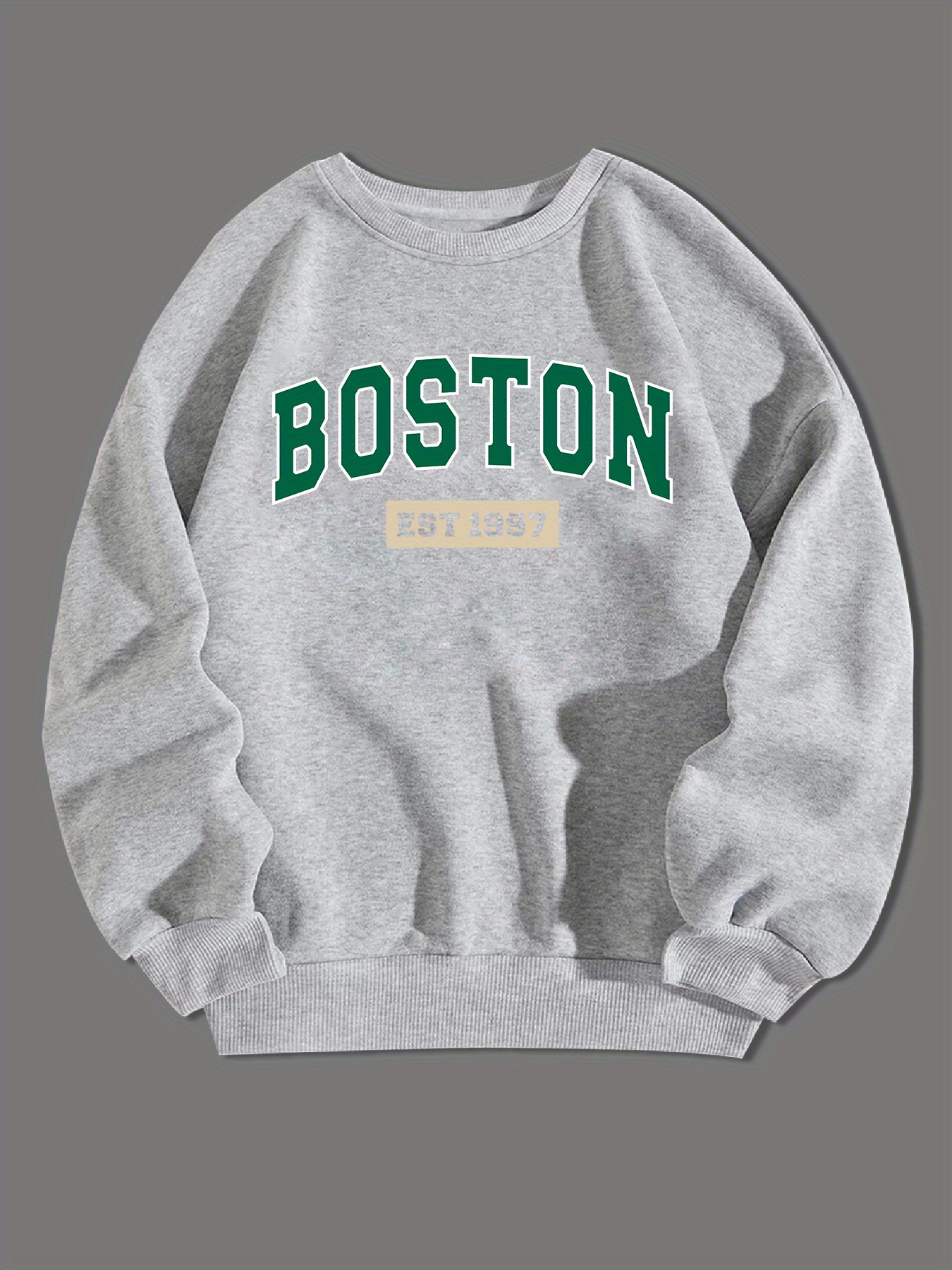 boston est 1997 print sweatshirt with long sleeves mens creative slightly flex crew neck pullover for spring fall and winter details 5