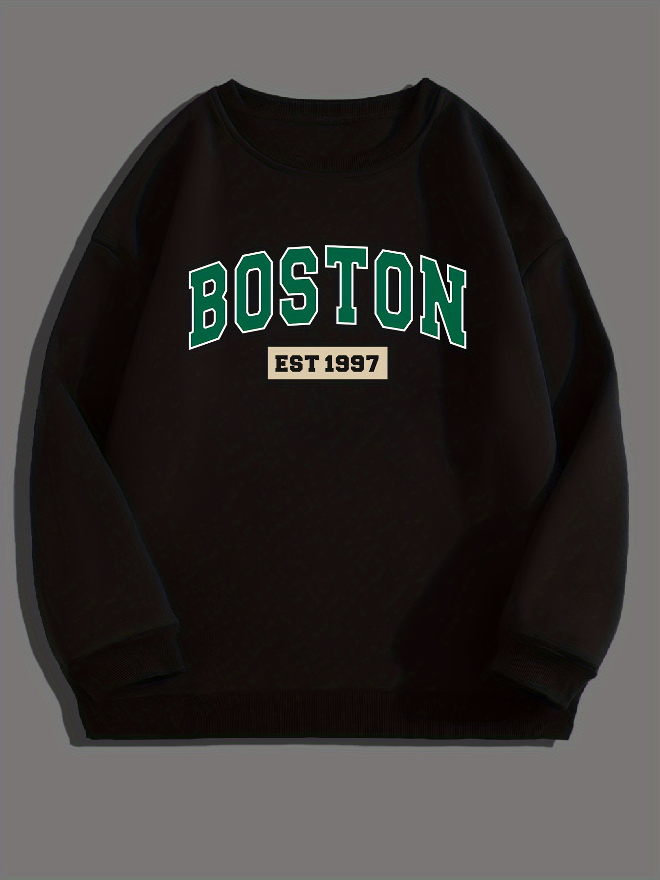 boston est 1997 print sweatshirt with long sleeves mens creative slightly flex crew neck pullover for spring fall and winter details 11