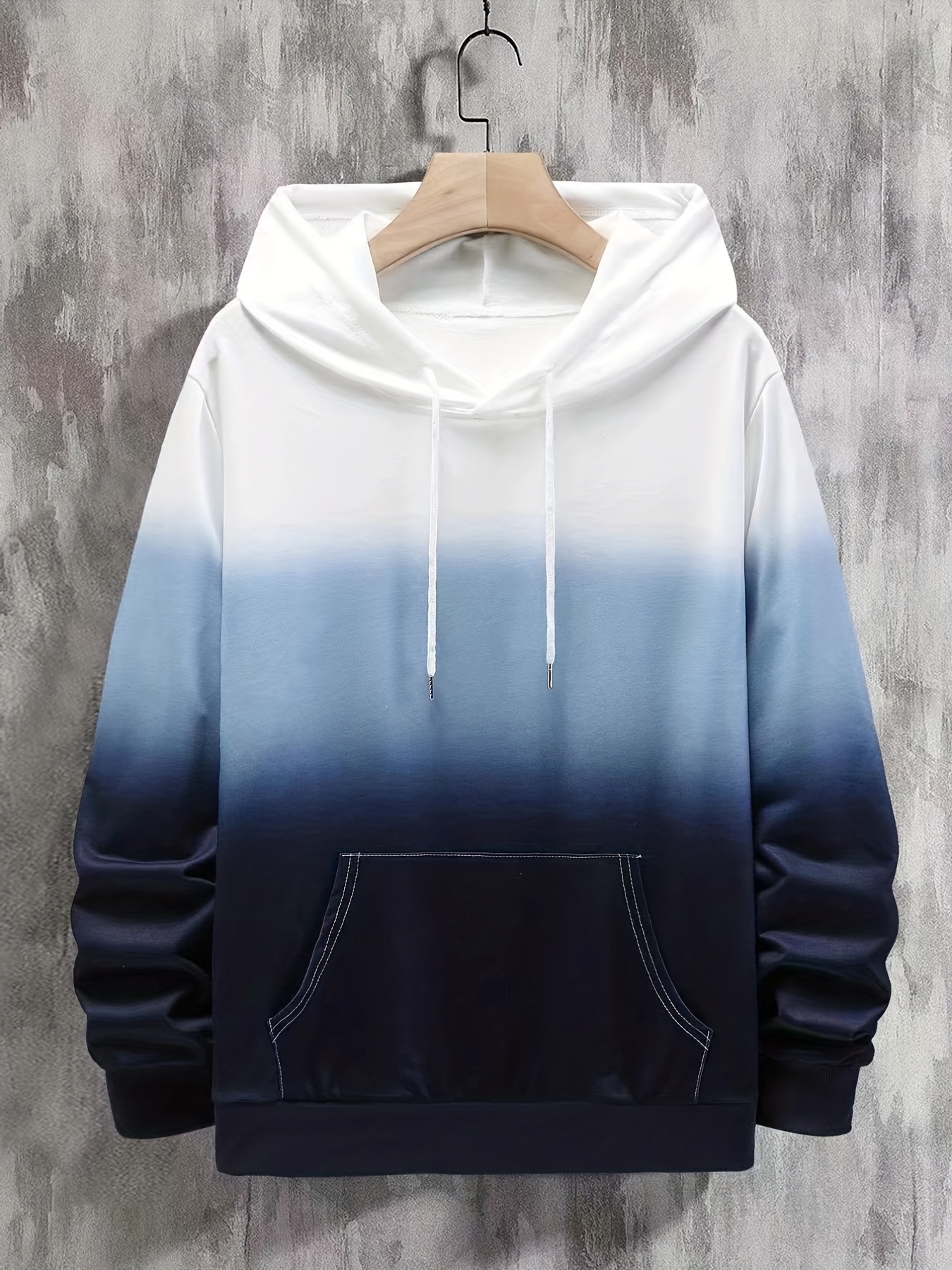 mens long sleeve gradient color hoodies street casual sports and fashionable with kangaroo pocket sweatshirt suitable for outdoor sports for autumn and winter fashionable and versatile can be paired with hip hop necklace as gifts details 1