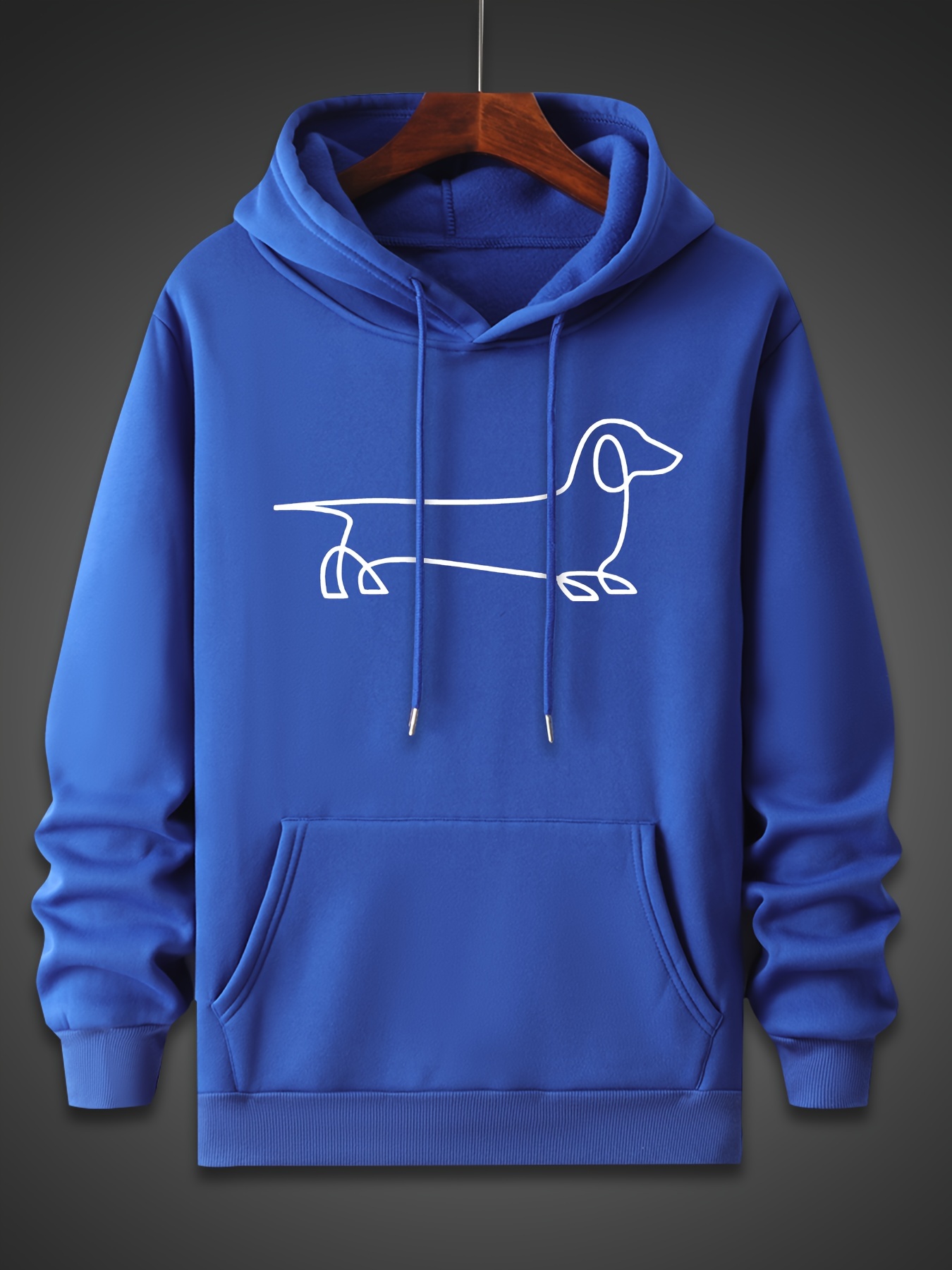 dog sketch pattern mens trendy comfy hoodie casual slightly stretch breathable hooded sweatshirt for outdoor details 5