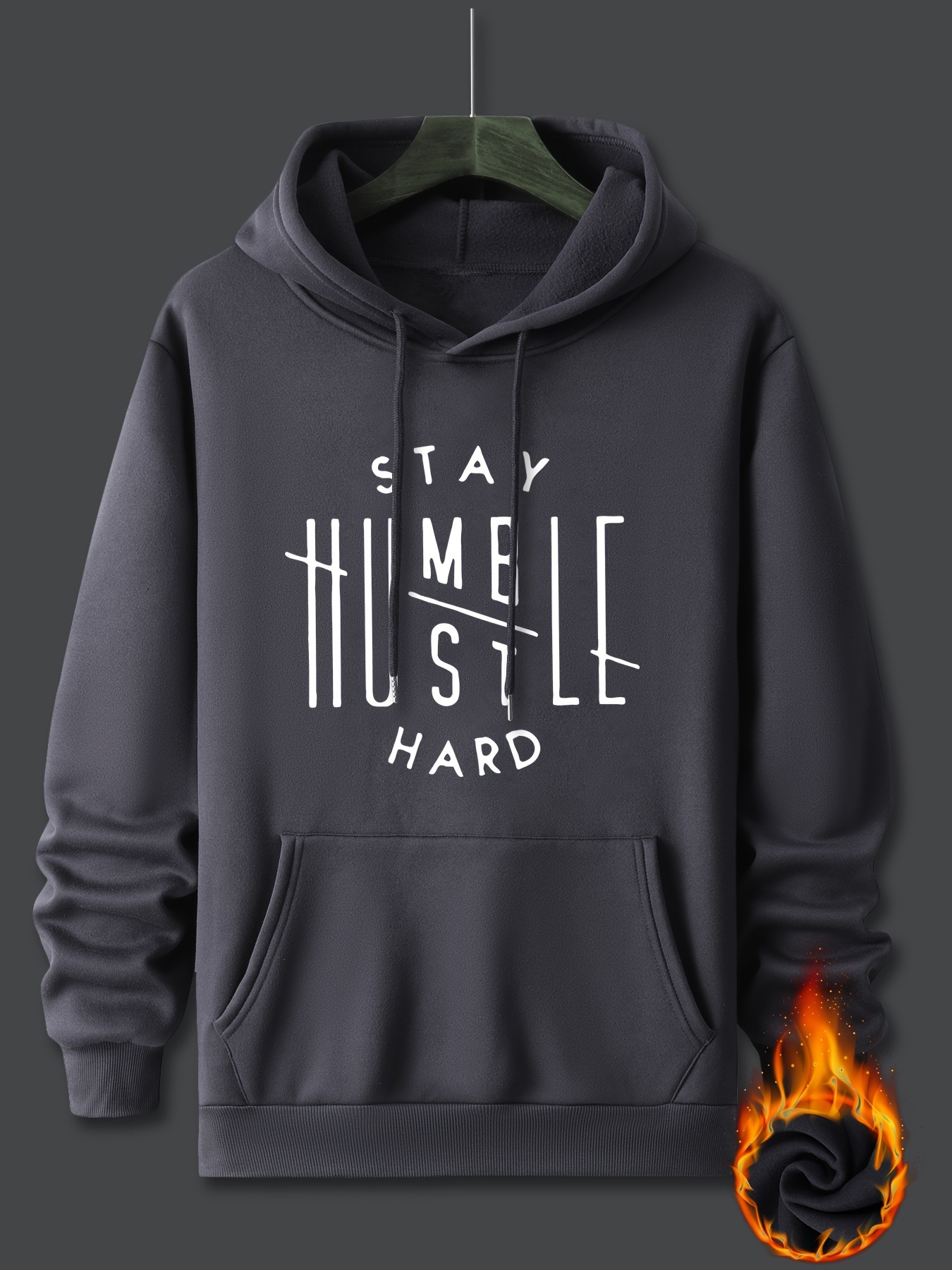 stay humble hustle print hoodie cool hoodies for men mens casual graphic design pullover hooded sweatshirt with kangaroo pocket streetwear for winter fall as gifts details 0