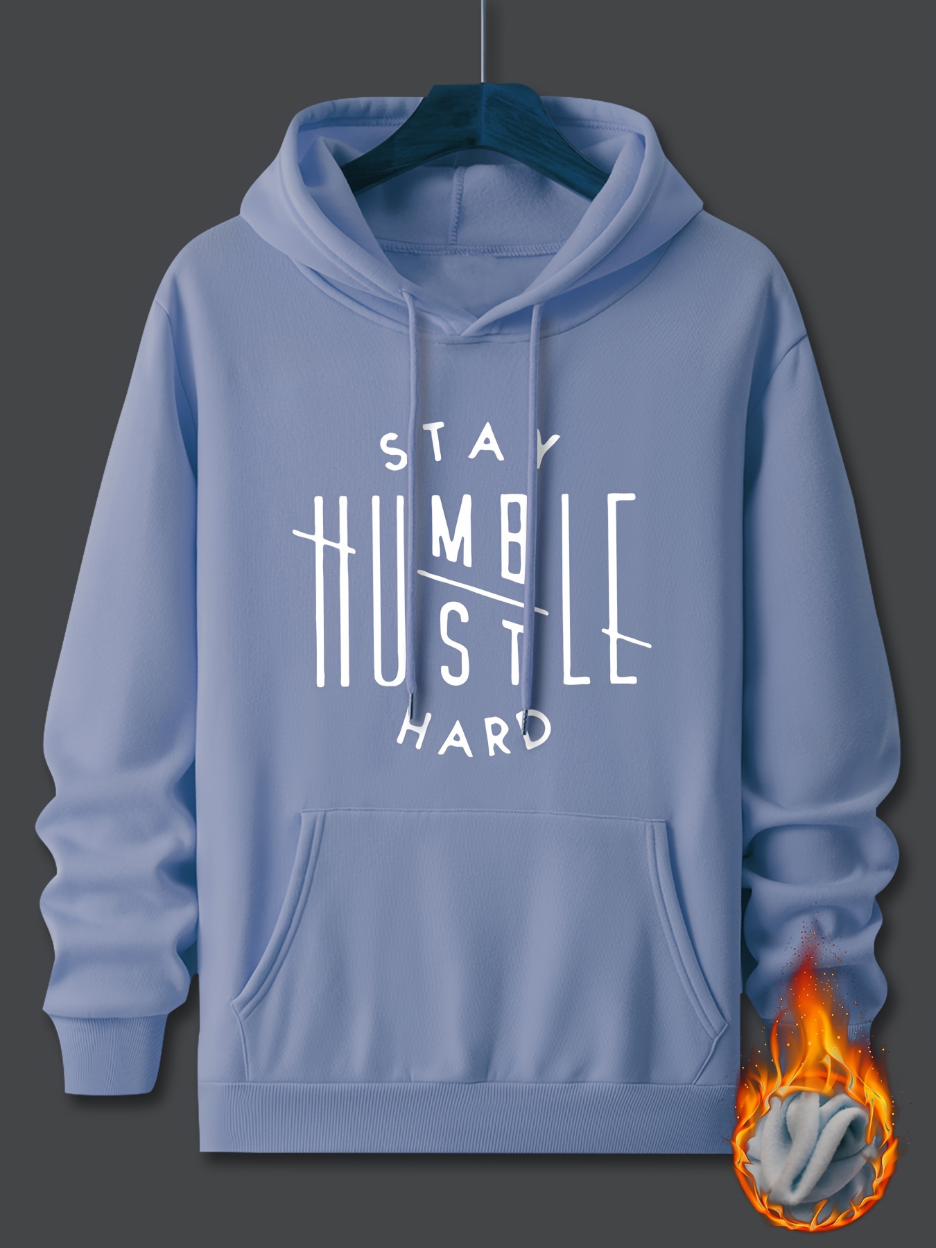 stay humble hustle print hoodie cool hoodies for men mens casual graphic design pullover hooded sweatshirt with kangaroo pocket streetwear for winter fall as gifts details 10