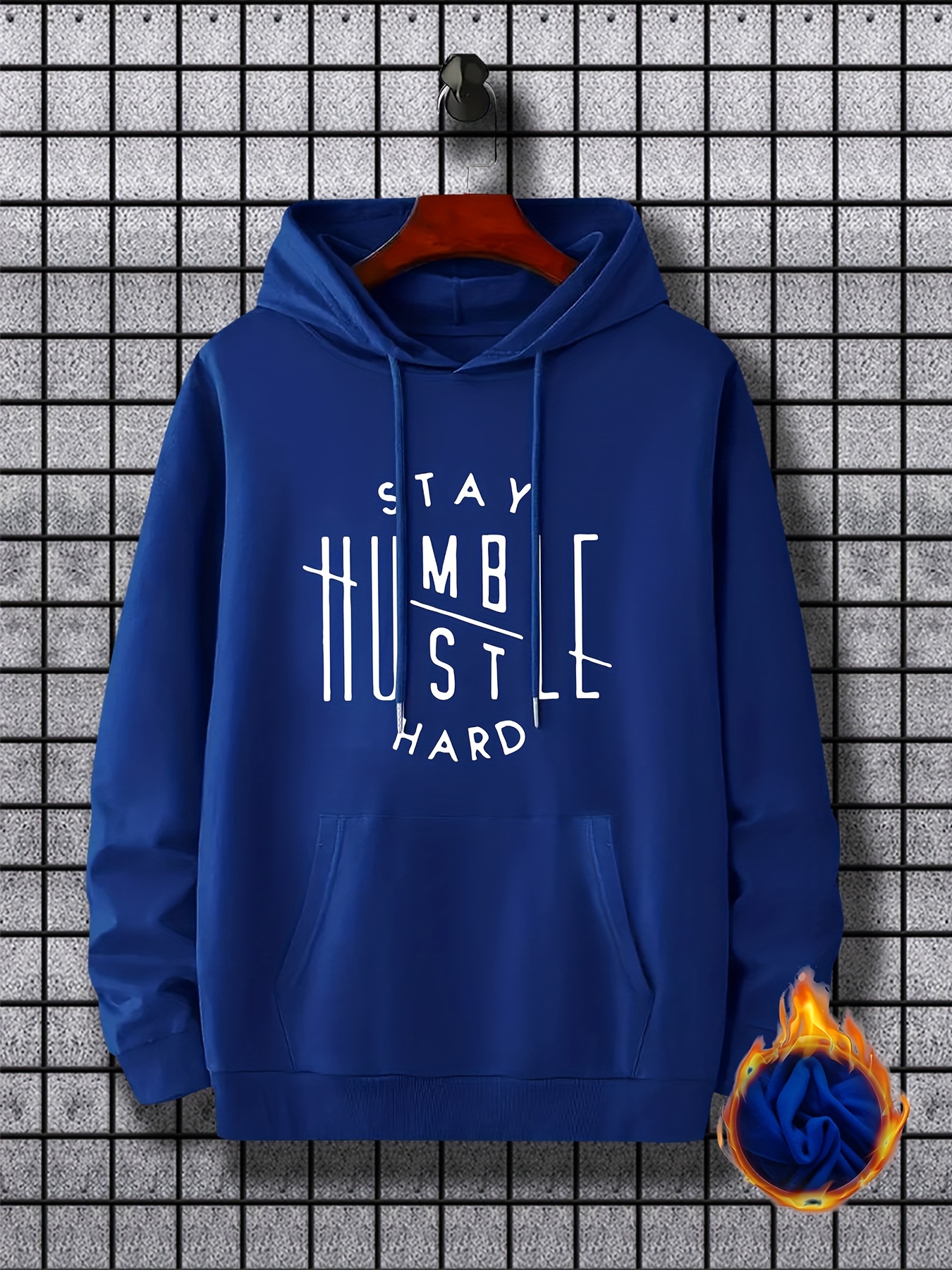 stay humble hustle print hoodie cool hoodies for men mens casual graphic design pullover hooded sweatshirt with kangaroo pocket streetwear for winter fall as gifts details 35