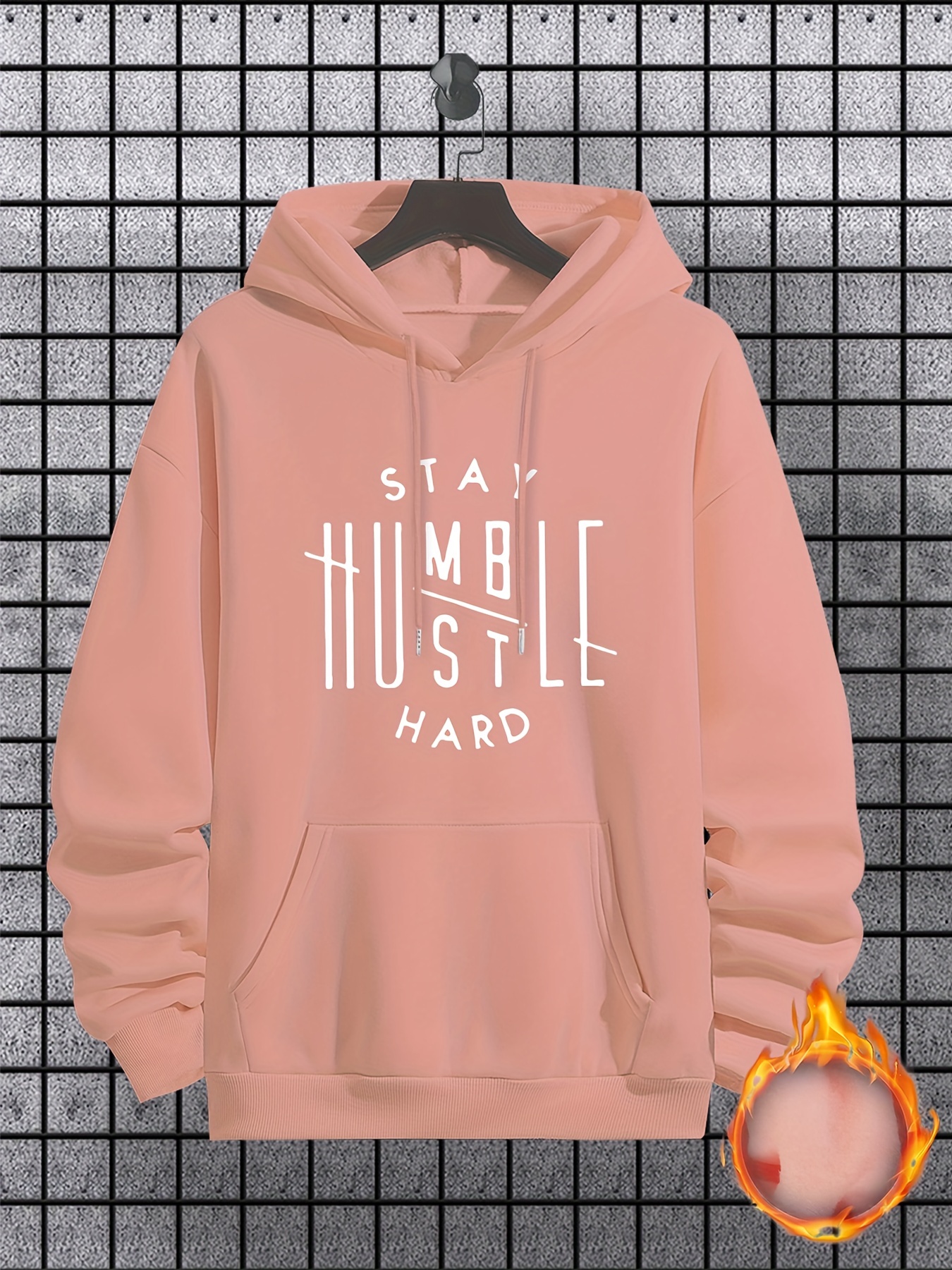 stay humble hustle print hoodie cool hoodies for men mens casual graphic design pullover hooded sweatshirt with kangaroo pocket streetwear for winter fall as gifts details 55