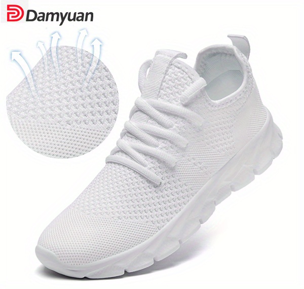 womens breathable knit sneakers casual lace up outdoor shoes comfortable low top shoes details 0