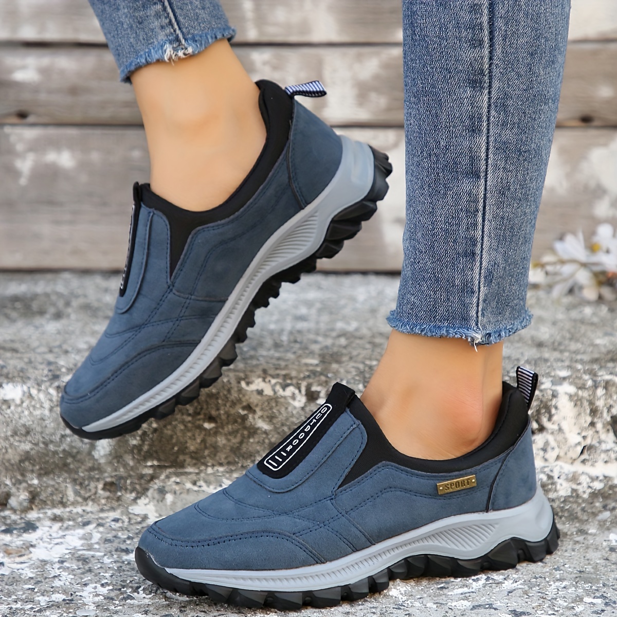 womens low top sports shoes casual breathable slip on running sneakers comfortable walking trainers details 4