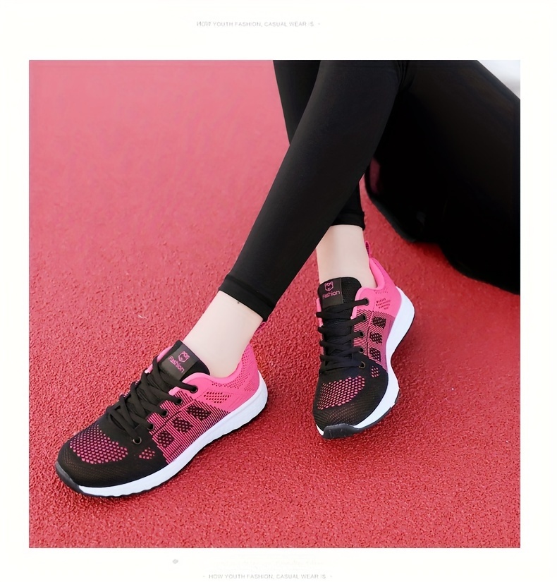 womens breathable mesh platform sneakers casual lace up outdoor shoes comfortable low top shoes details 11