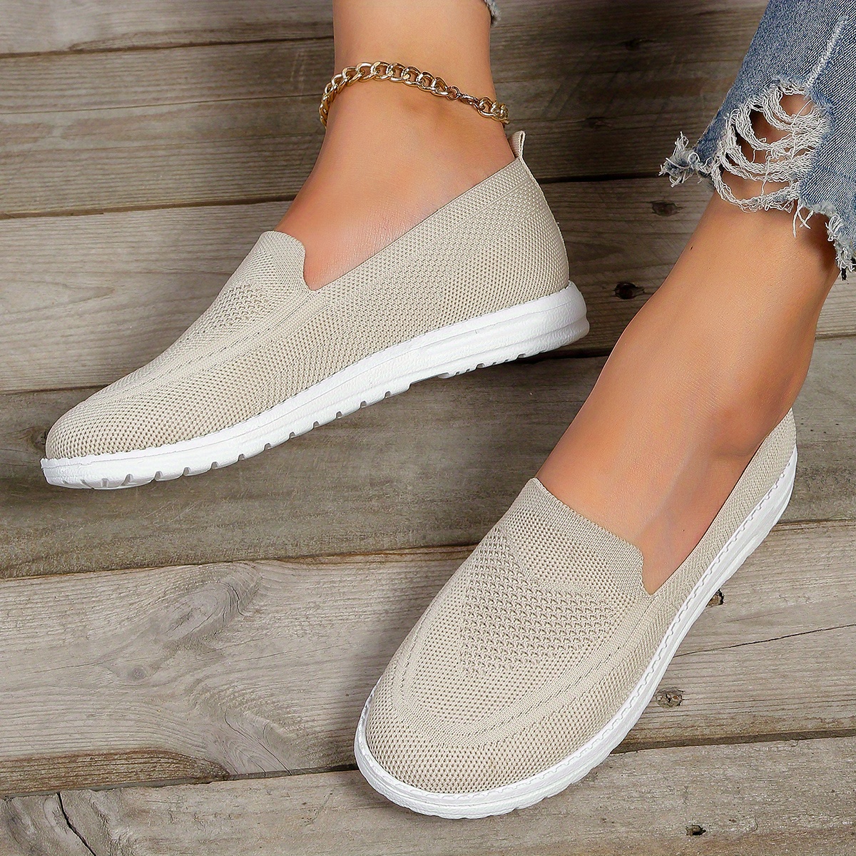 womens breathable mesh sneakers casual slip on outdoor shoes lightweight walking shoes details 1