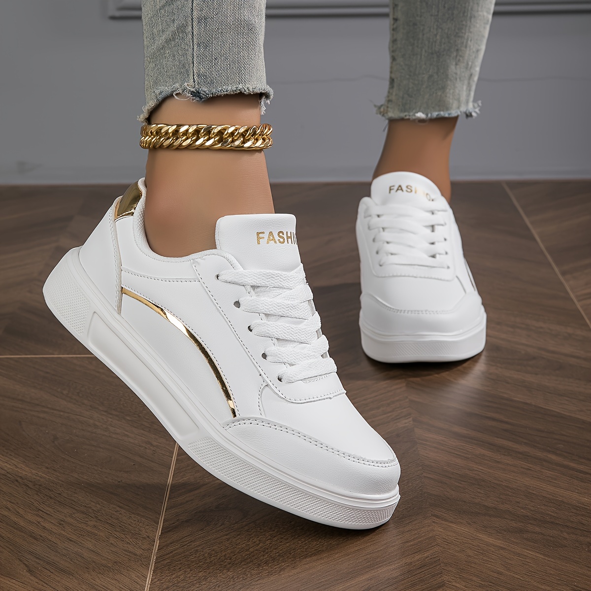 womens fashion flat skate shoes all match round toe lace up low top sneakers all match walking trainers details 3