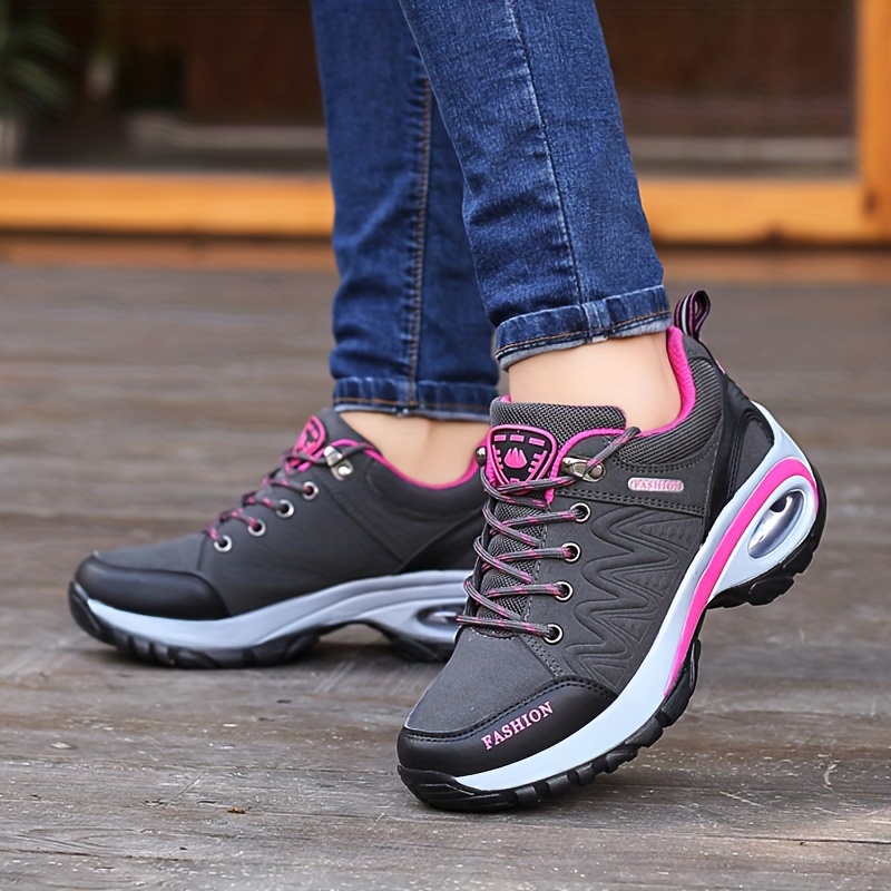 womens air cushion hiking shoes waterproof non slip height increasing sports shoes casual outdoor travel sneakers details 3