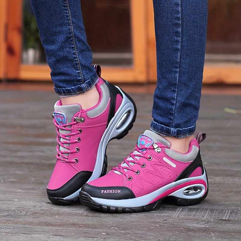 womens air cushion hiking shoes waterproof non slip height increasing sports shoes casual outdoor travel sneakers details 5