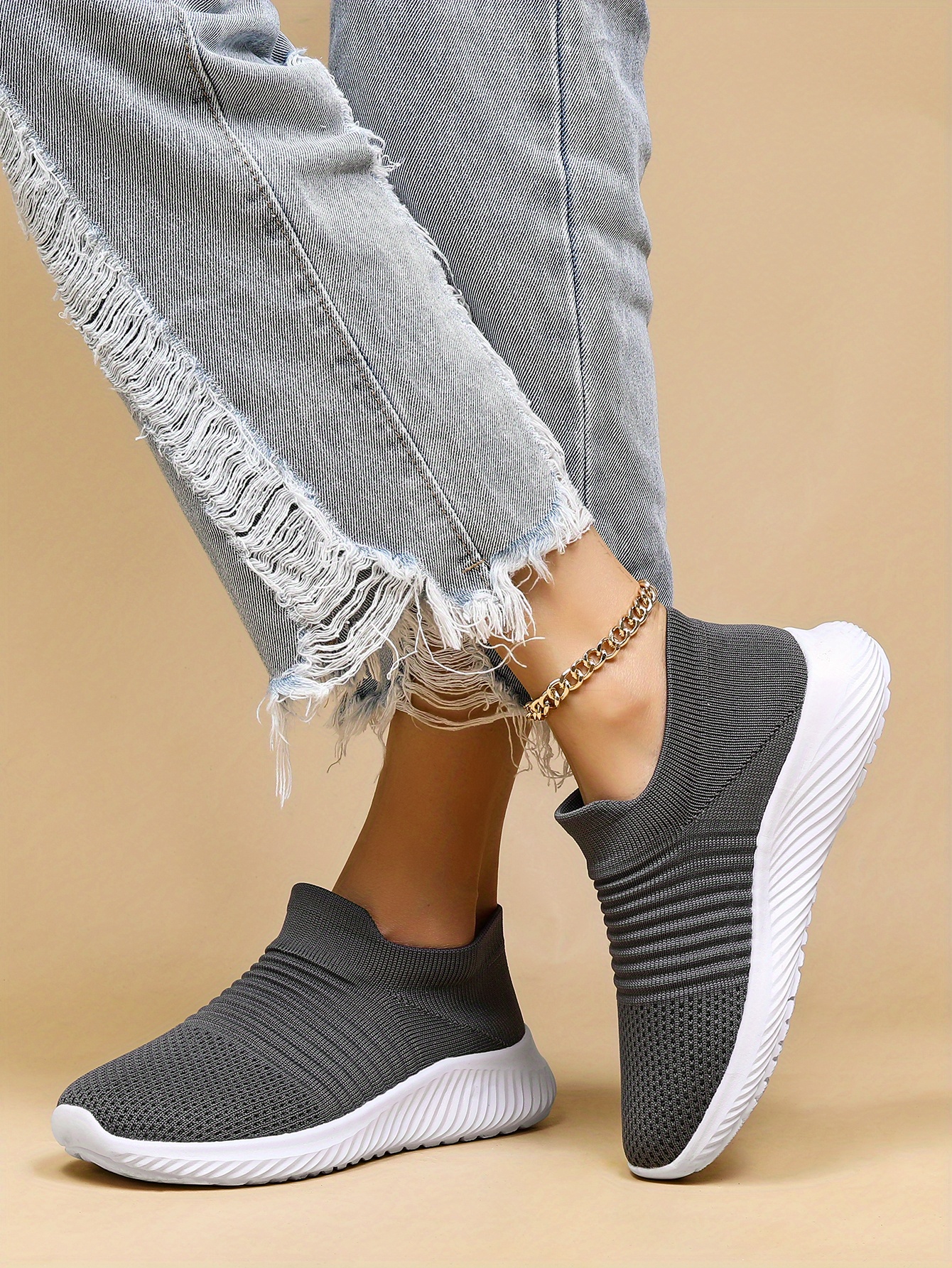 womens casual sneakers breathable flying woven slip on running shoes walking shoes details 9