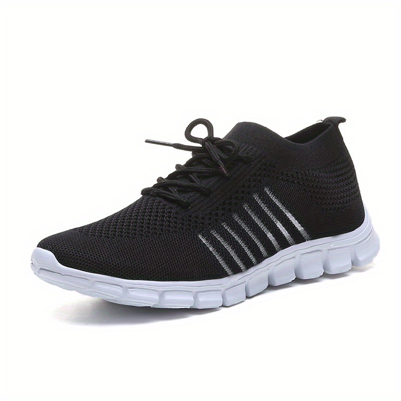 womens knitted sports shoes lightweight lace up low top running shoes casual outdoor gym sneakers details 11