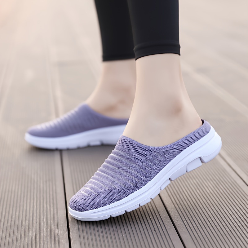 womens breathable knit mule sneakers casual slip on outdoor shoes lightweight comfortable shoes details 0