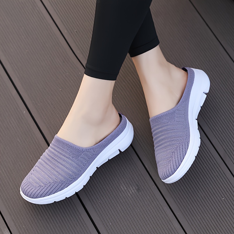 womens breathable knit mule sneakers casual slip on outdoor shoes lightweight comfortable shoes details 2